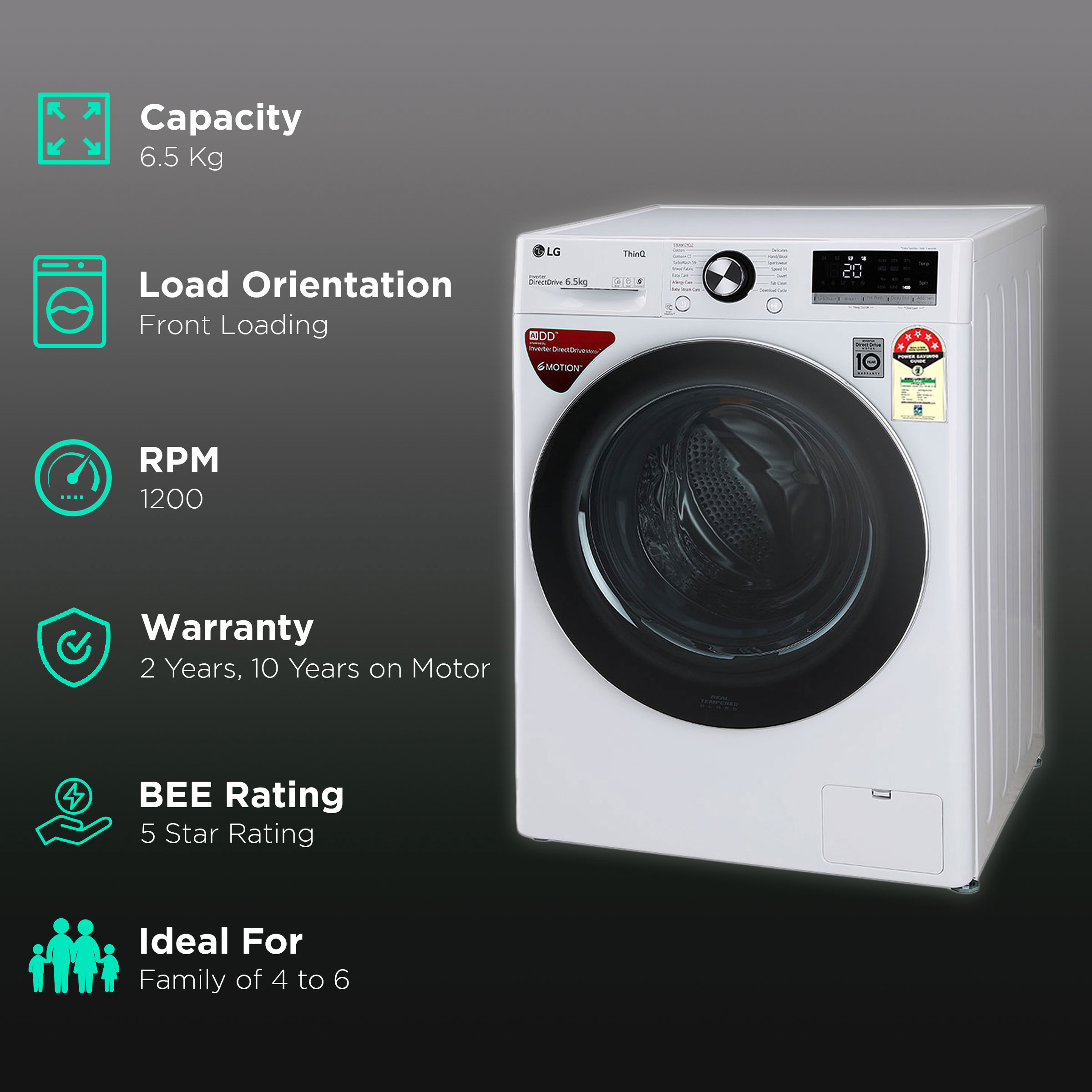 Buy Lg Kg Star Inverter Fully Automatic Front Load Washing Machine Fhv Zfw Abwqeil Wi